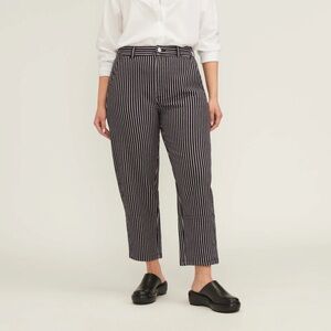 Everlane black and white pinstripe THE UTILITY BARREL PANT